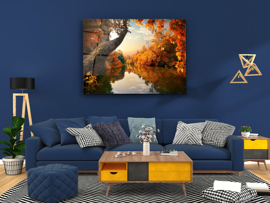 Autumn Glass Printing Wall Art-Home Office Wall Painting Decoration