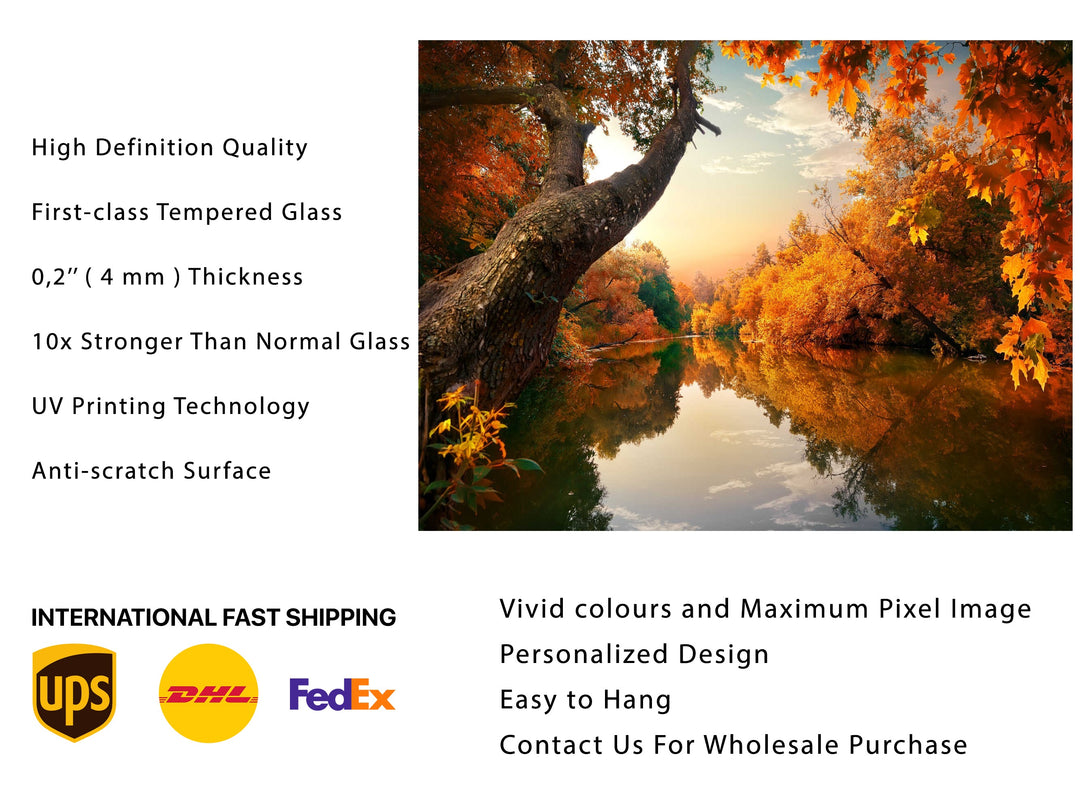 Autumn Glass Printing Wall Art-Home Office Wall Painting Decoration