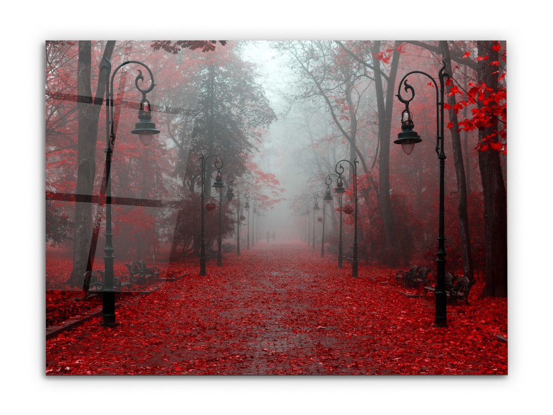 Red Forest Glass Printing Wall Art-Home Office Wall Painting Decoration