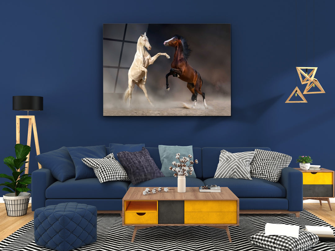 Horse Glass Printing Wall Art-Home Office Wall Painting Decoration