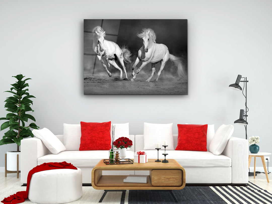 Horse Glass Printing Wall Art-Home Office Wall Painting Decoration