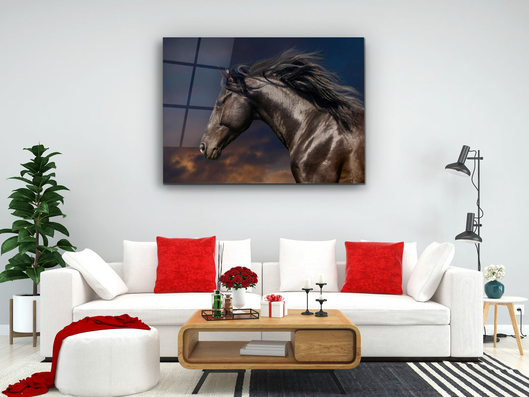 Horse Glass Printing Wall Art-Home Office Wall Painting Decoration