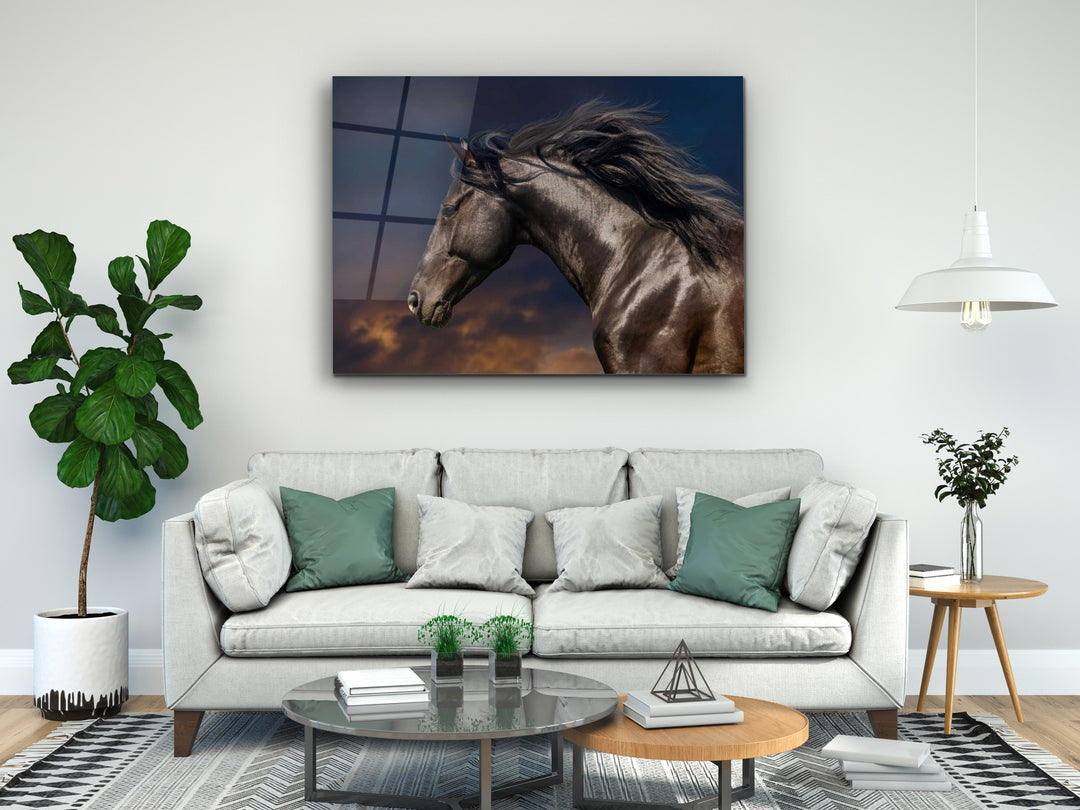 Horse Glass Printing Wall Art-Home Office Wall Painting Decoration