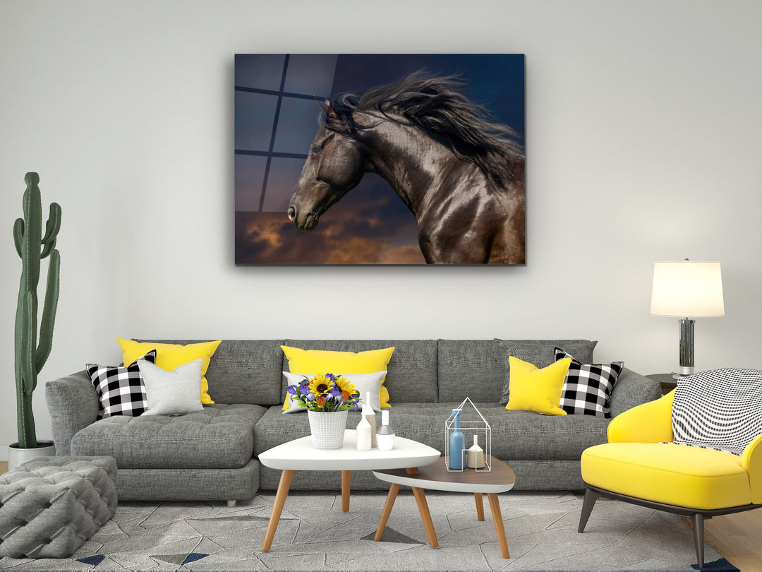 Horse Glass Printing Wall Art-Home Office Wall Painting Decoration