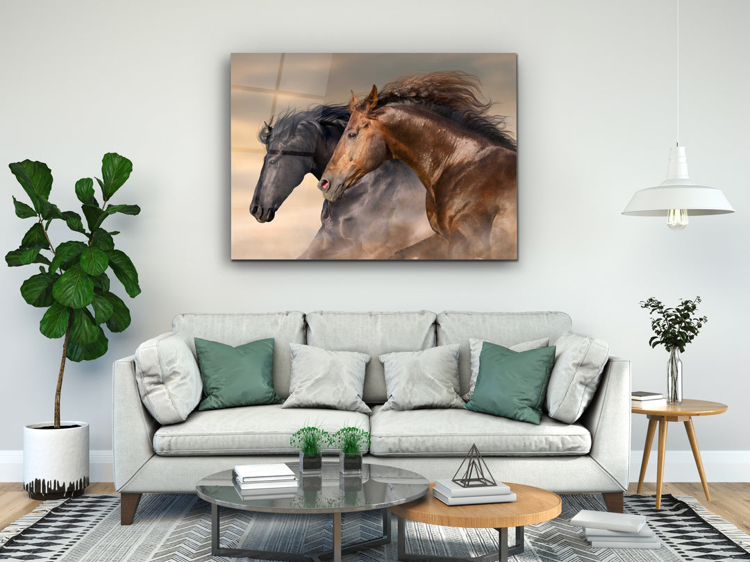 Horse Glass Printing Wall Art-Home Office Wall Painting Decoration