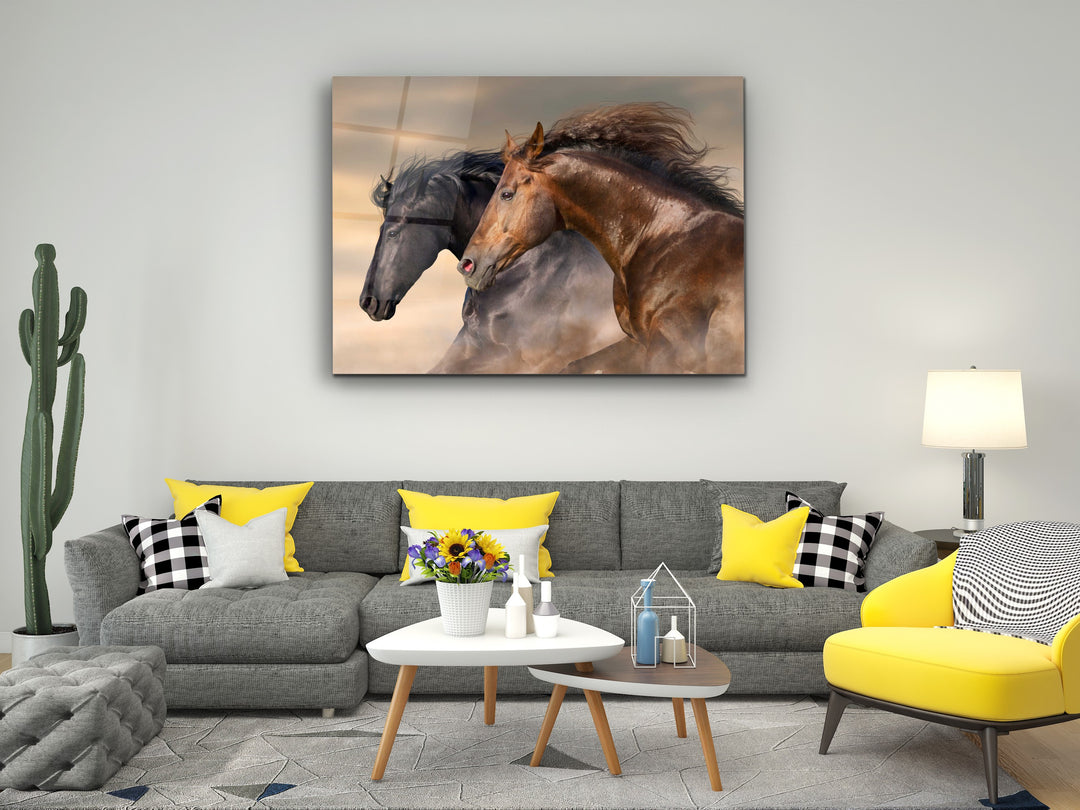 Horse Glass Printing Wall Art-Home Office Wall Painting Decoration