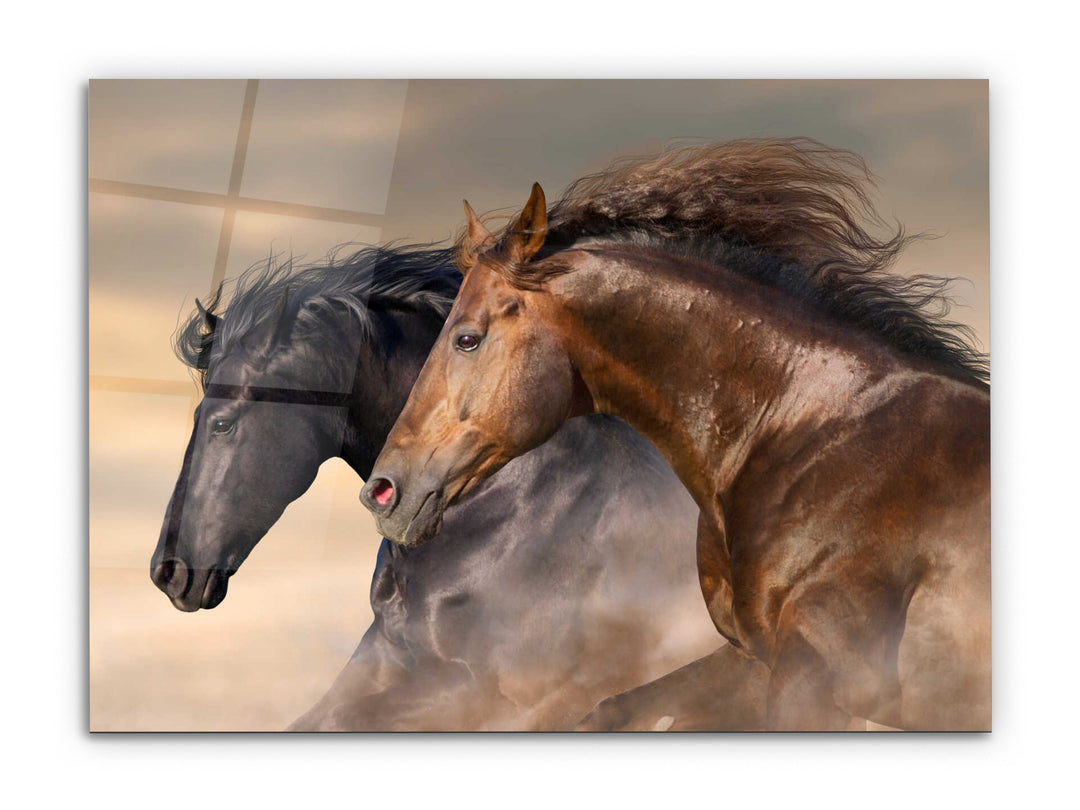 Horse Glass Printing Wall Art-Home Office Wall Painting Decoration