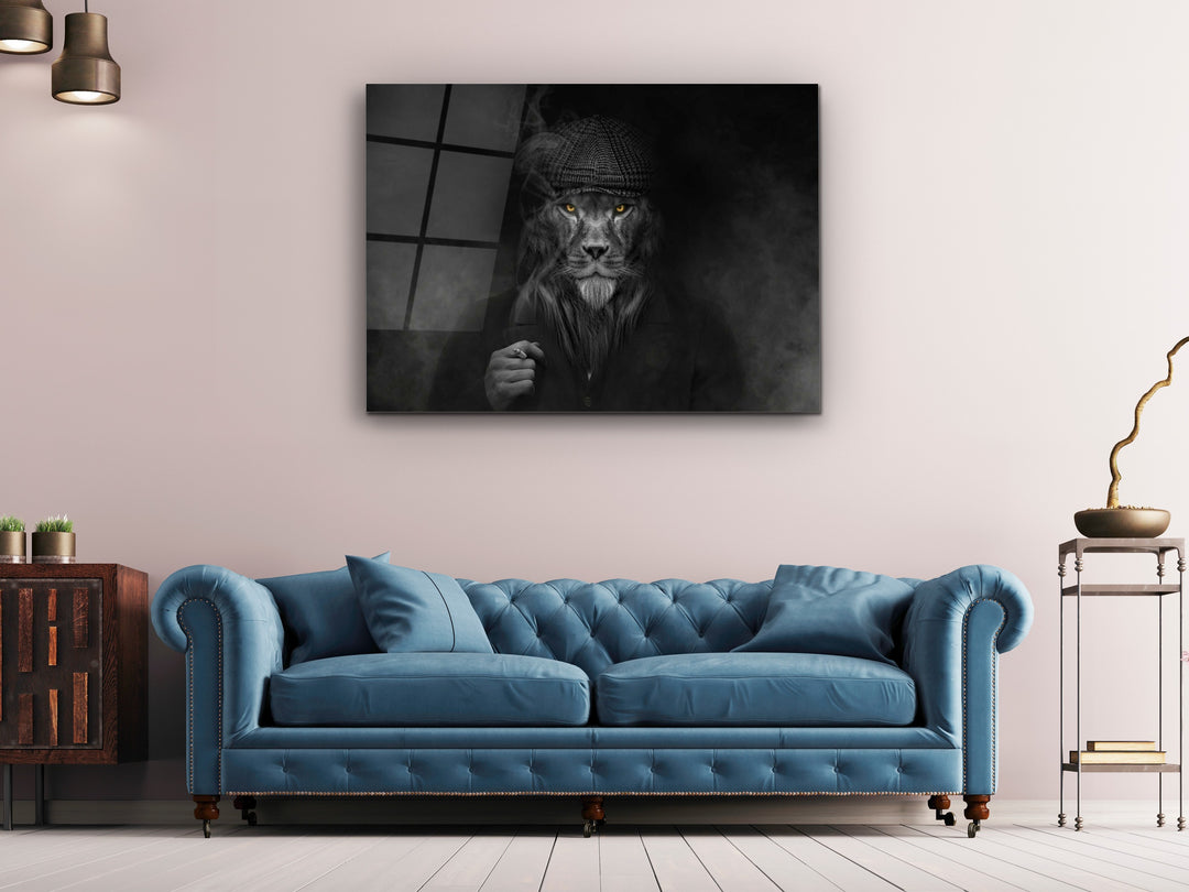 Lion Glass Printing Wall Art-Home Office Wall Painting Decoration