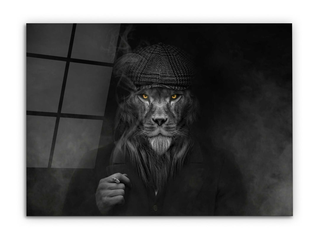 Lion Glass Printing Wall Art-Home Office Wall Painting Decoration