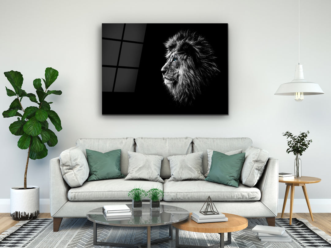 Lion Glass Printing Wall Art-Home Office Wall Painting Decoration