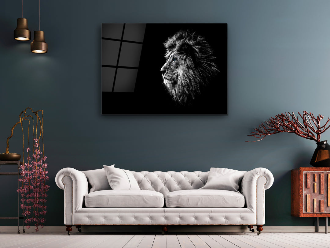 Lion Glass Printing Wall Art-Home Office Wall Painting Decoration