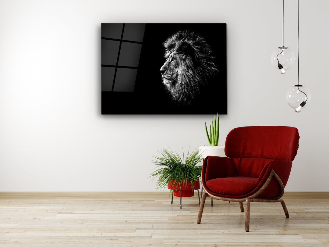 Lion Glass Printing Wall Art-Home Office Wall Painting Decoration