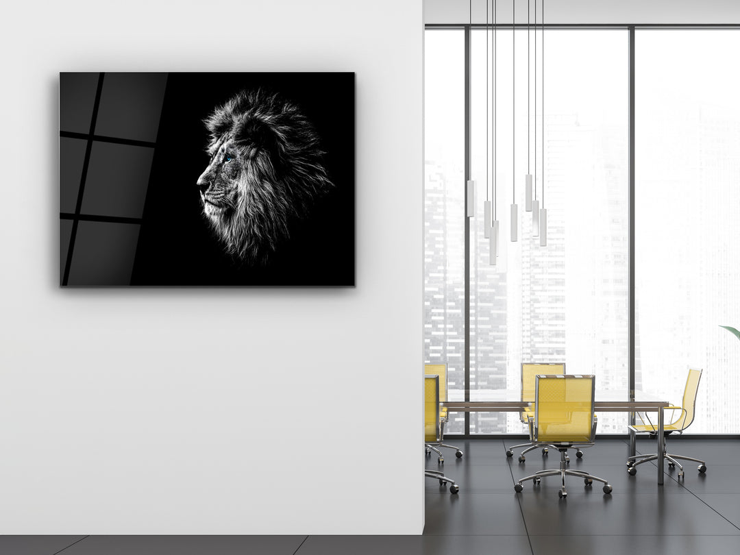 Lion Glass Printing Wall Art-Home Office Wall Painting Decoration