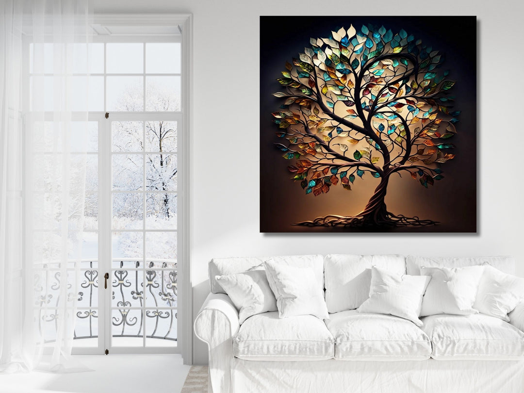 Stained Glass Wall Art Tree of Life Window-Wall Painting Decor