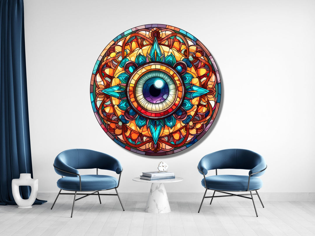 Round Evil Eye Glass Printing Wall Art-Home Office Wall Painting Decor