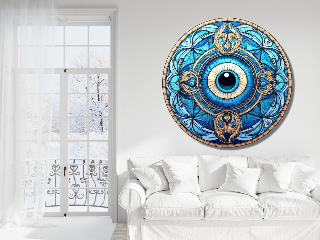 Round Evil Eye Glass Printing Wall Art-Home Office Wall Painting Decor