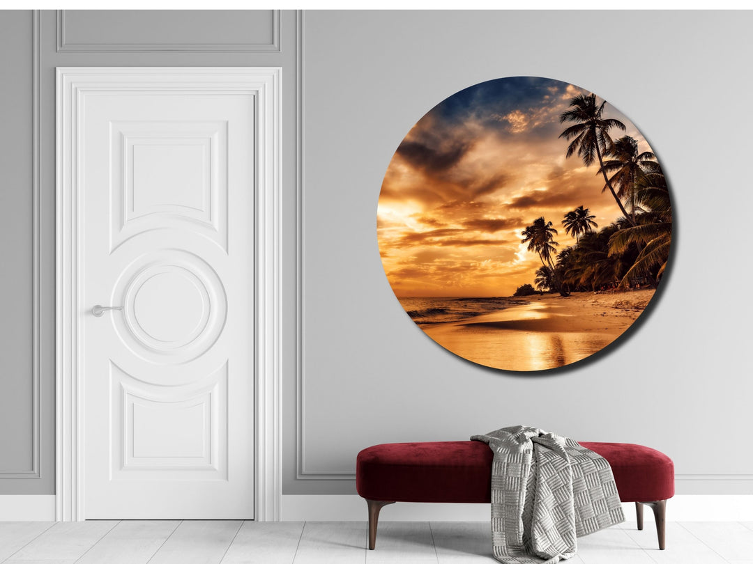 Tropical Ocean Beach&Sunset Wall Art Decor-Home&Office Glass Printing Wall Painting