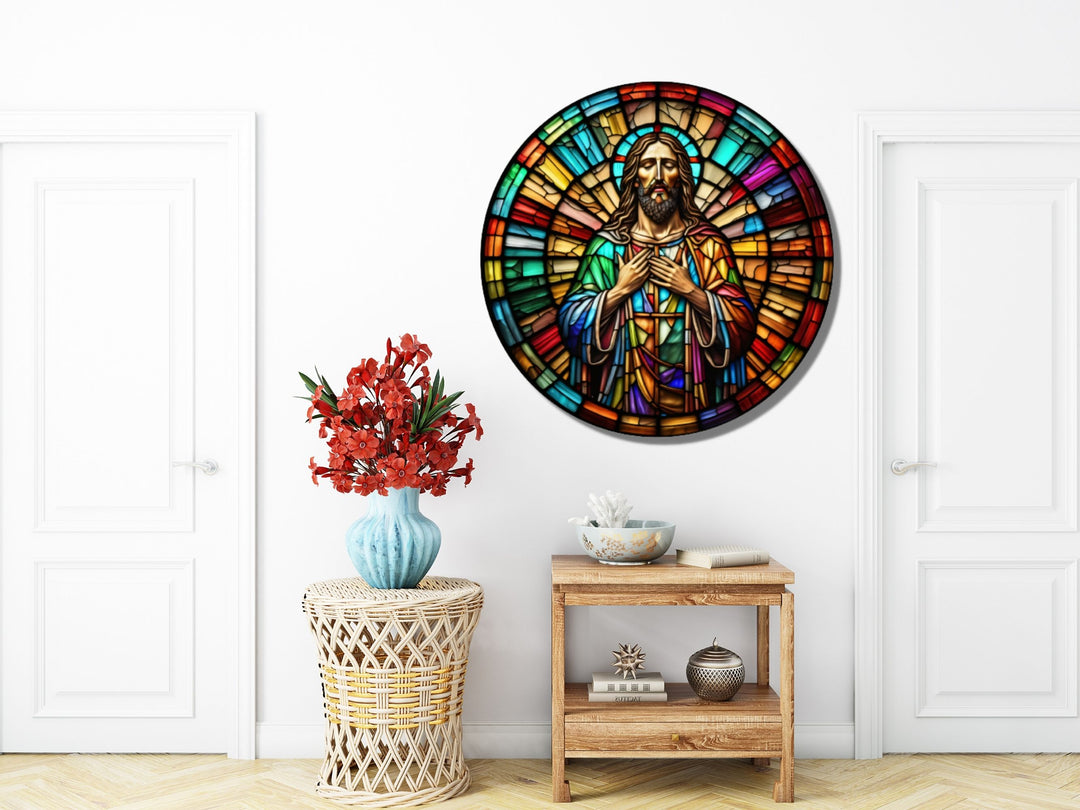 Stained Glass Jesus Christ Pattern Wall Art Window-Wall Painting Decor