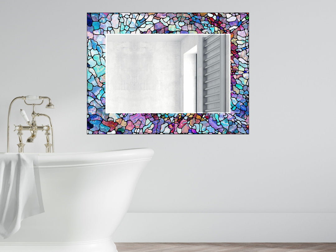 Abstract Stained Glass Pattern Wall Mirror-Home Office Wall Decoration