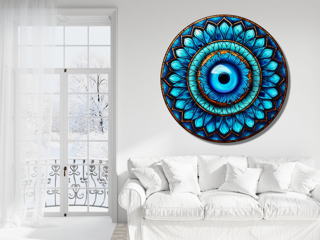 Round Evil Eye Glass Printing Wall Art-Home Office Wall Painting Decor