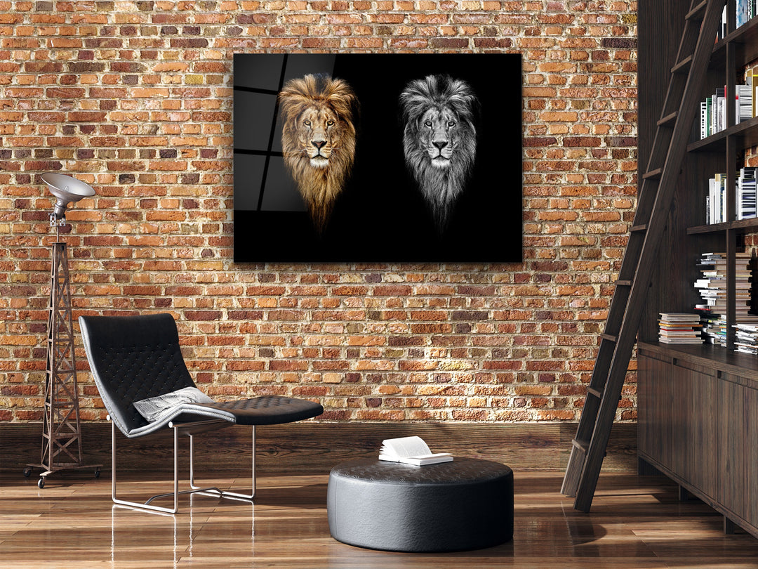 Lion Glass Printing Wall Art-Home Office Wall Painting Decoration