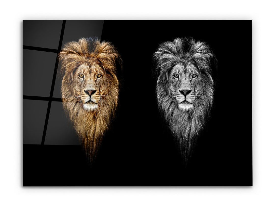 Lion Glass Printing Wall Art-Home Office Wall Painting Decoration