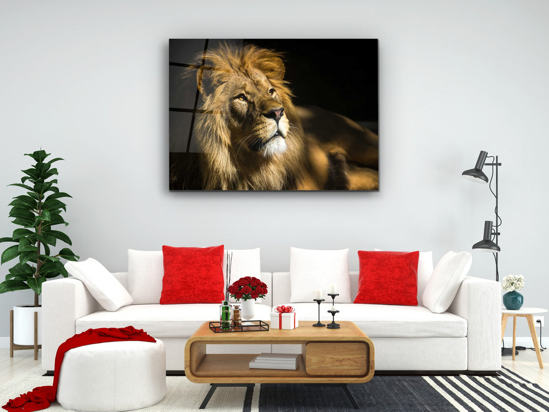 Lion Glass Printing Wall Art-Home Office Wall Painting Decoration