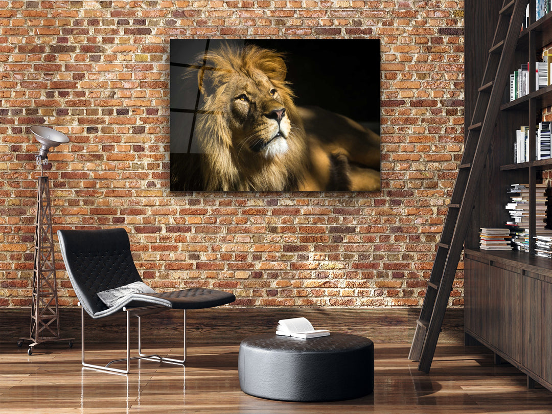 Lion Glass Printing Wall Art-Home Office Wall Painting Decoration