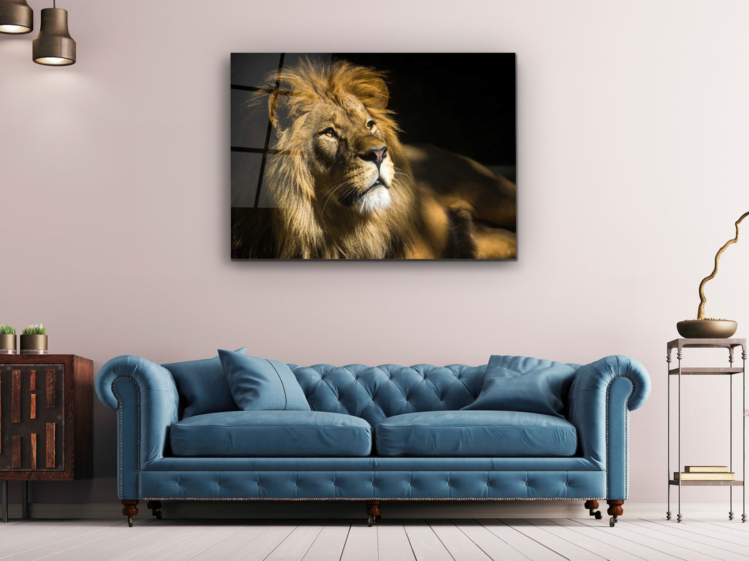 Lion Glass Printing Wall Art-Home Office Wall Painting Decoration