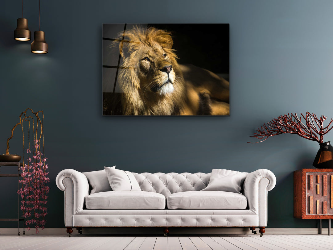 Lion Glass Printing Wall Art-Home Office Wall Painting Decoration