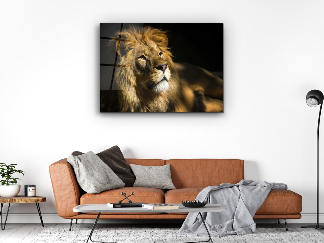 Lion Glass Printing Wall Art-Home Office Wall Painting Decoration