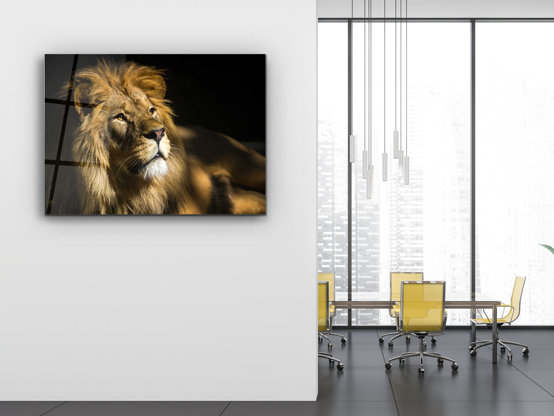 Lion Glass Printing Wall Art-Home Office Wall Painting Decoration