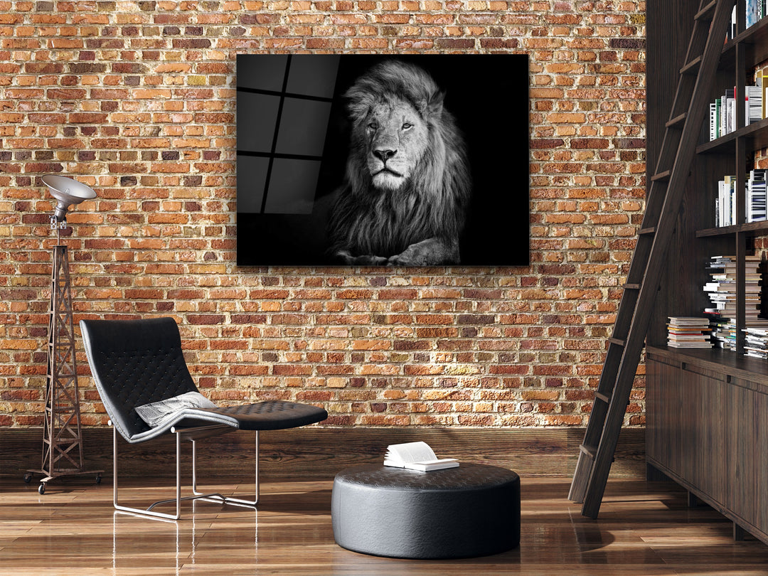 Lion Glass Printing Wall Art-Home Office Wall Painting Decoration