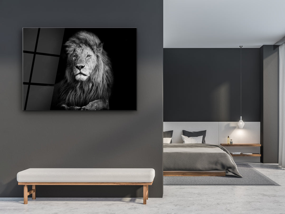 Lion Glass Printing Wall Art-Home Office Wall Painting Decoration