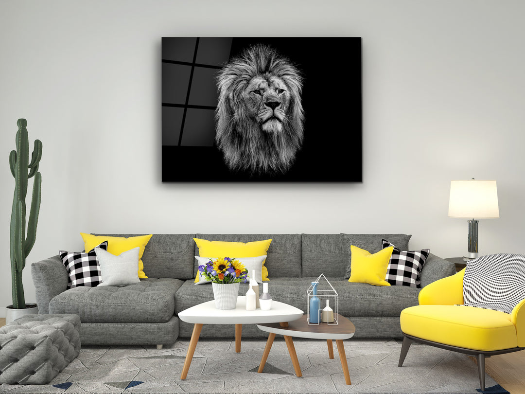 Lion Glass Printing Wall Art-Home Office Wall Painting Decoration