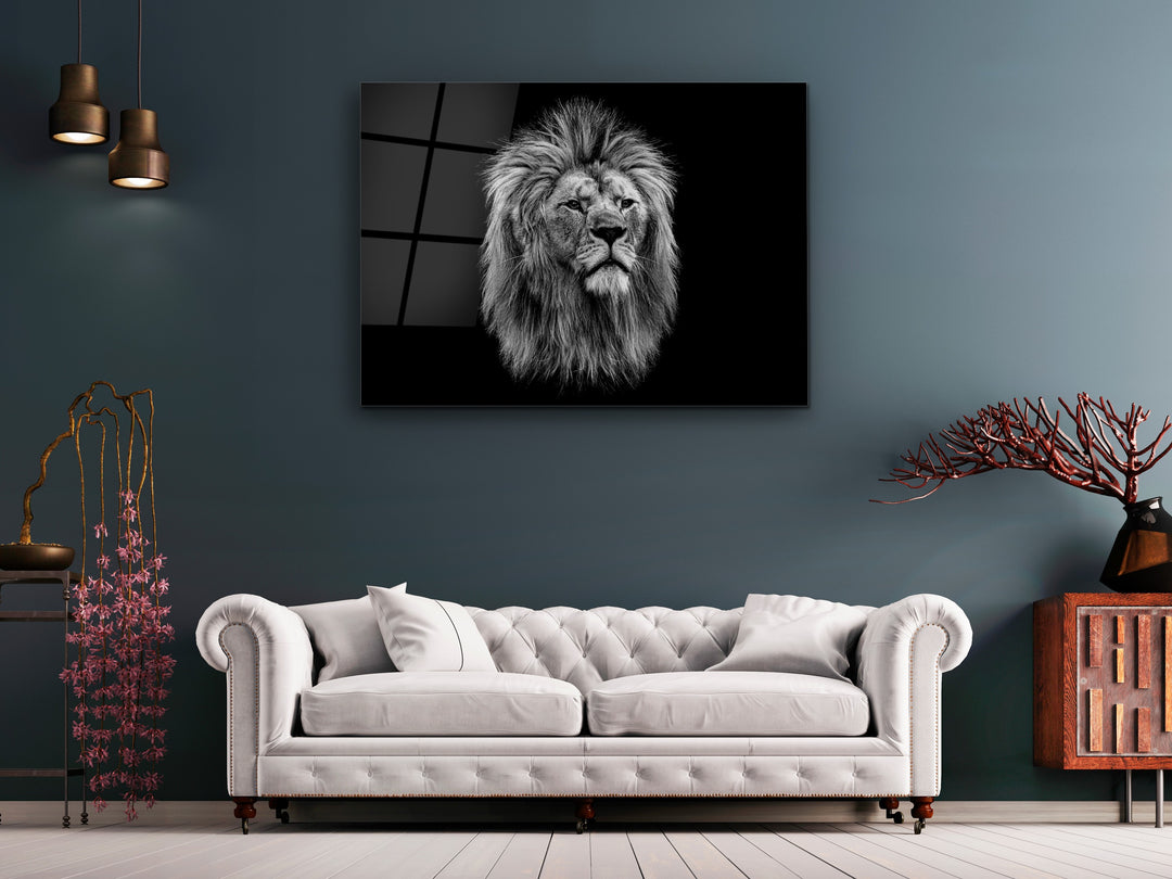 Lion Glass Printing Wall Art-Home Office Wall Painting Decoration