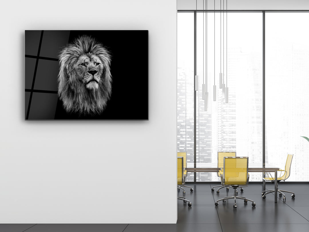 Lion Glass Printing Wall Art-Home Office Wall Painting Decoration