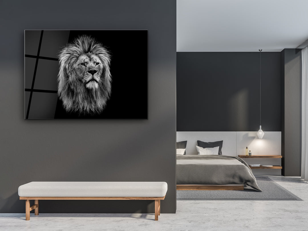 Lion Glass Printing Wall Art-Home Office Wall Painting Decoration