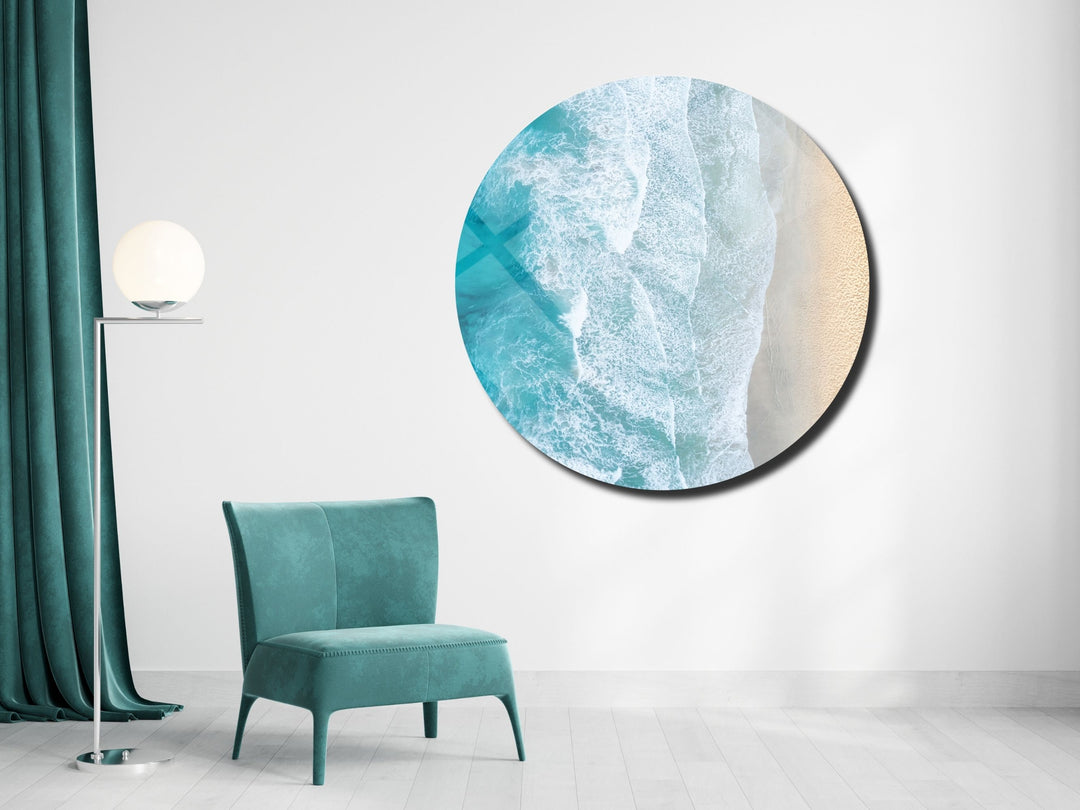 Blue Ocean&Sea Wave Wall Art Decor-Home&Office Glass Printing Wall Painting