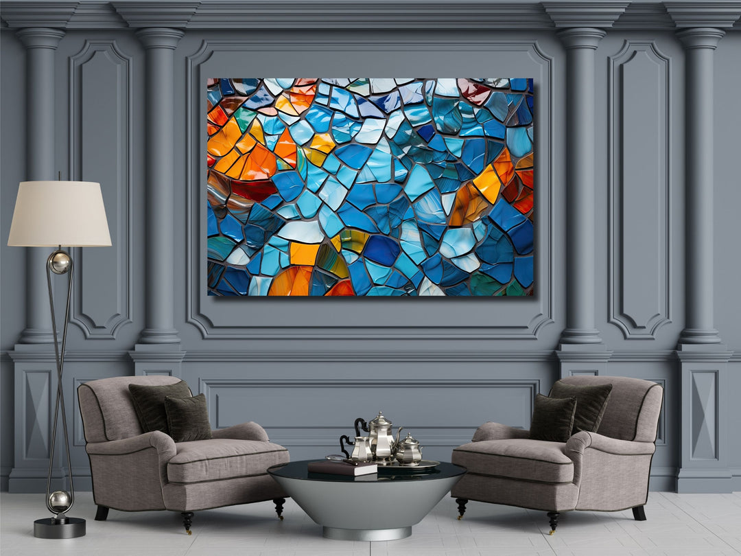 Abstract Mosaic Stained Glass Pattern Wall Art-Home Office Wall Painting Decor