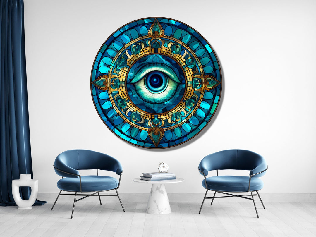 Round Evil Eye Glass Printing Wall Art-Home Office Wall Painting Decor