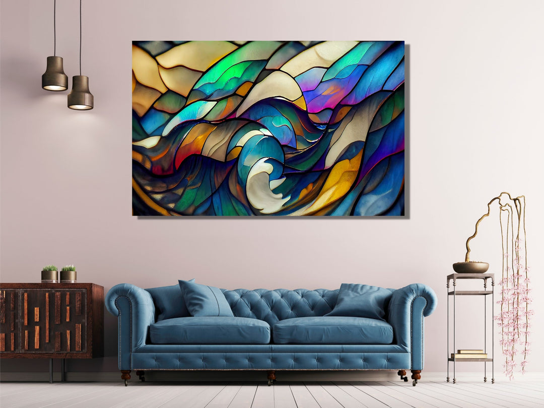 Abstract Glass Printing Wall Art-Home Office Glass Wall Painting Decor