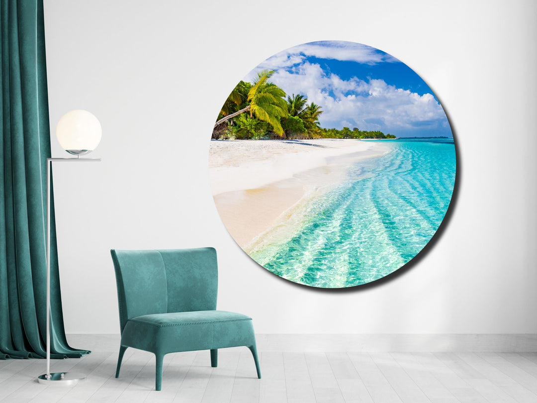 Blue Tropical Ocean Beach Wall Art Decor-Home&Office Glass Printing Wall Painting