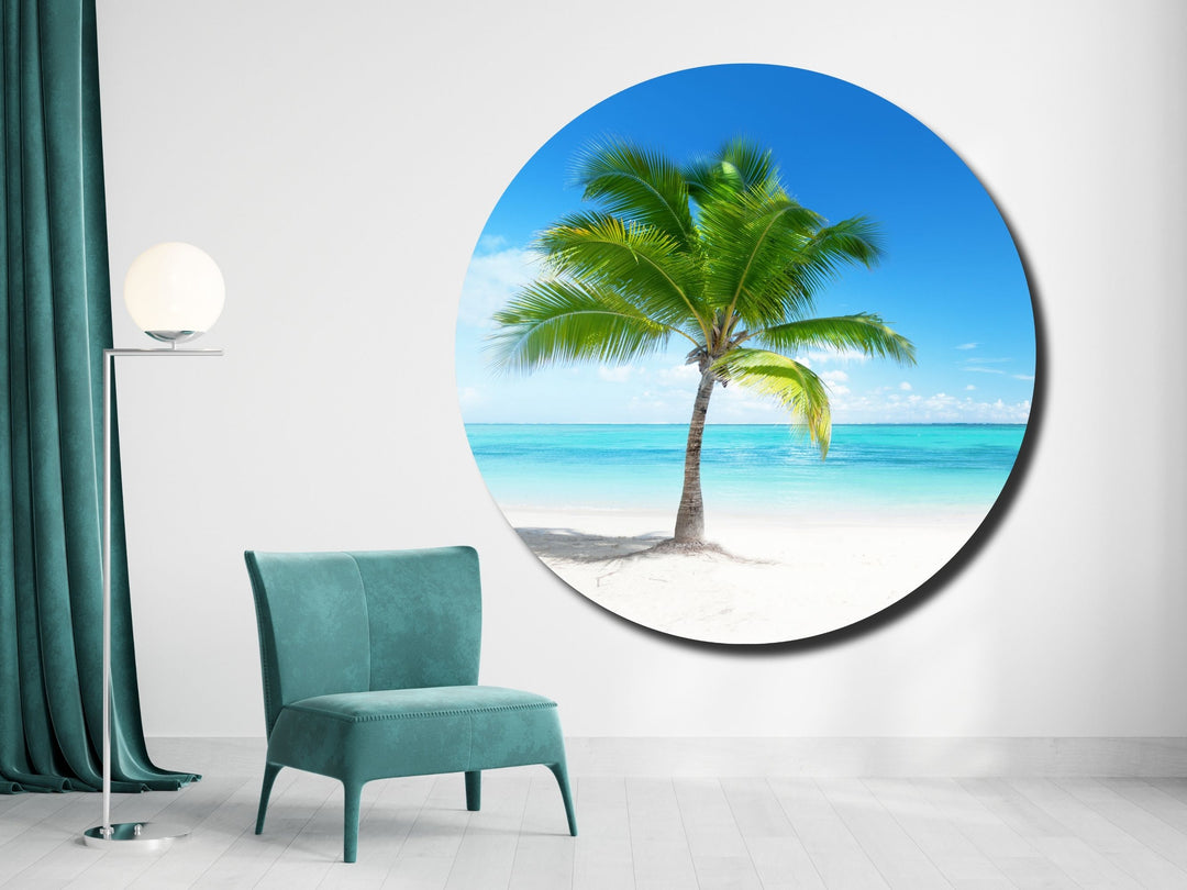 Blue Tropical Ocean Beach Wall Art Decor-Home&Office Glass Printing Wall Painting