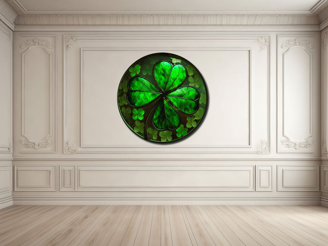 Four-Leaf Clover Pattern Glass Printing Wall Art-Wall Painting Decor