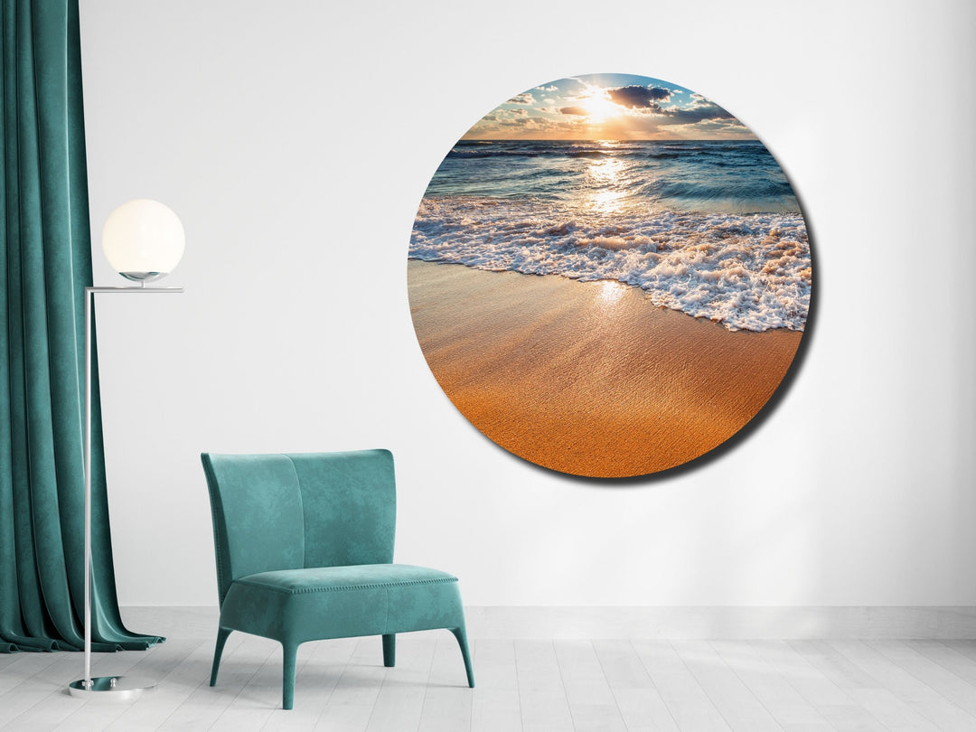 Ocean Beach&Sunset Wall Art Decor-Home&Office Glass Printing Wall Painting