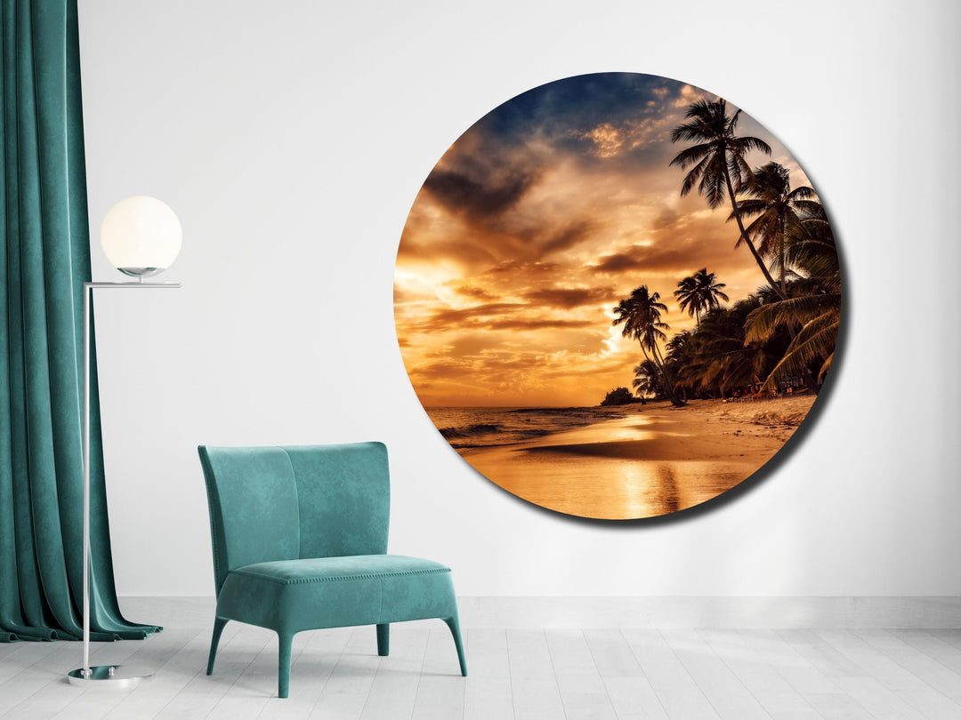 Tropical Ocean Beach&Sunset Wall Art Decor-Home&Office Glass Printing Wall Painting