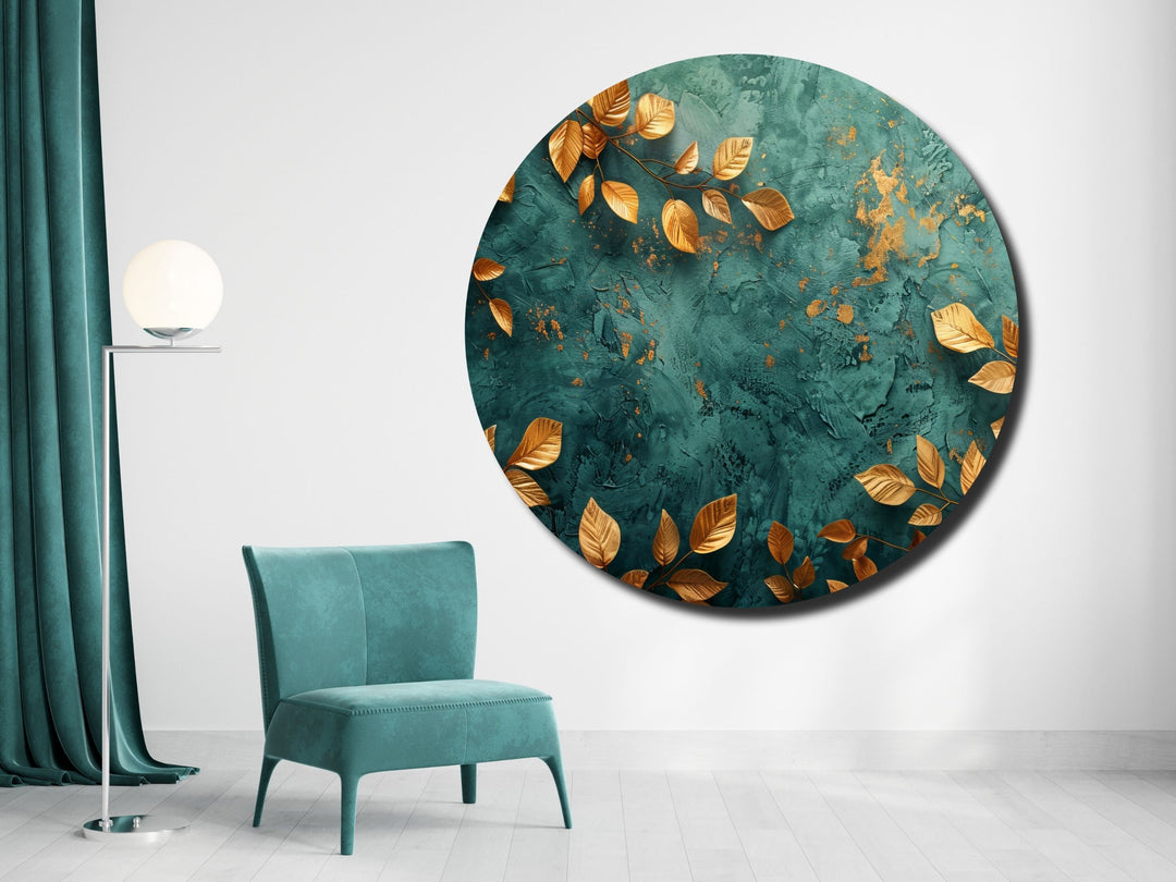 Abstract Gold Green Wall Art Decor-Home&Office Glass Printing Wall Painting