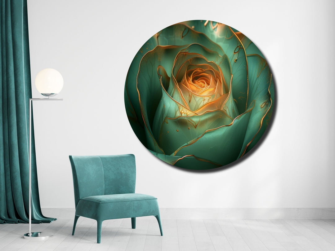 Abstract Gold Green Floral Wall Art Decor-Home&Office Glass Printing Wall Painting