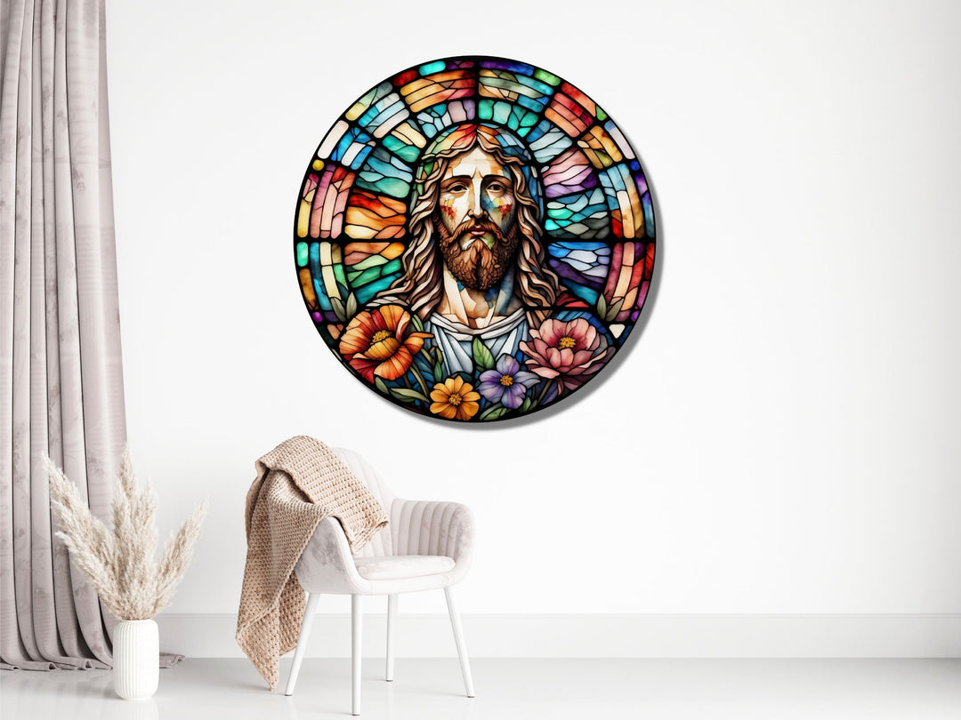 Stained Glass Jesus Christ Pattern Wall Art Window-Wall Painting Decor